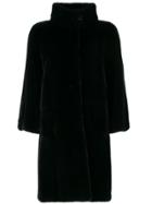 Liska Buttoned Up Fur Coat - Black