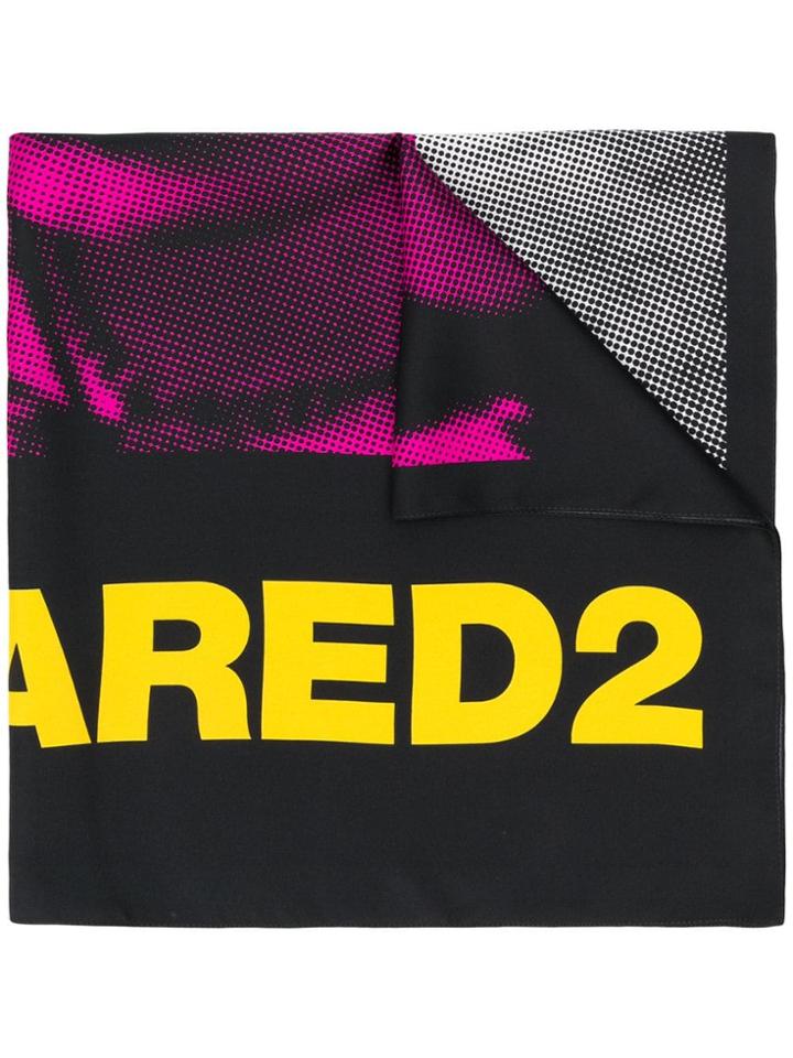 Dsquared2 Graphic Print Logo Scarf - Black