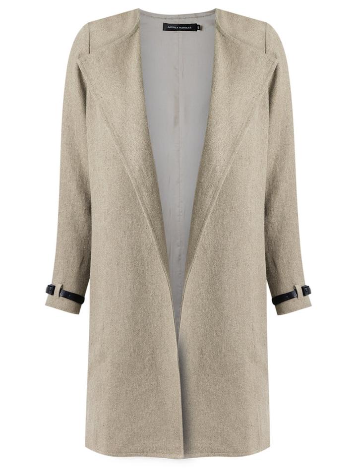 Andrea Marques - Oversized Coat - Women - Linen/flax - 40, Women's, Beige, Linen/flax