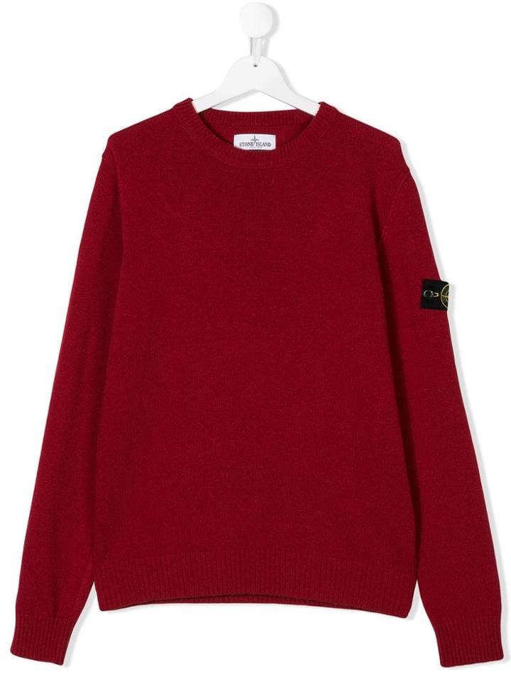 Stone Island Junior Teen Slim Fit Jumper - Red