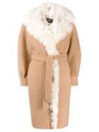 Simonetta Ravizza Shearling Oversized Coat - Neutrals