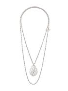 Susan Caplan Vintage 1960s Double Teardrop Pendant Necklace - Silver