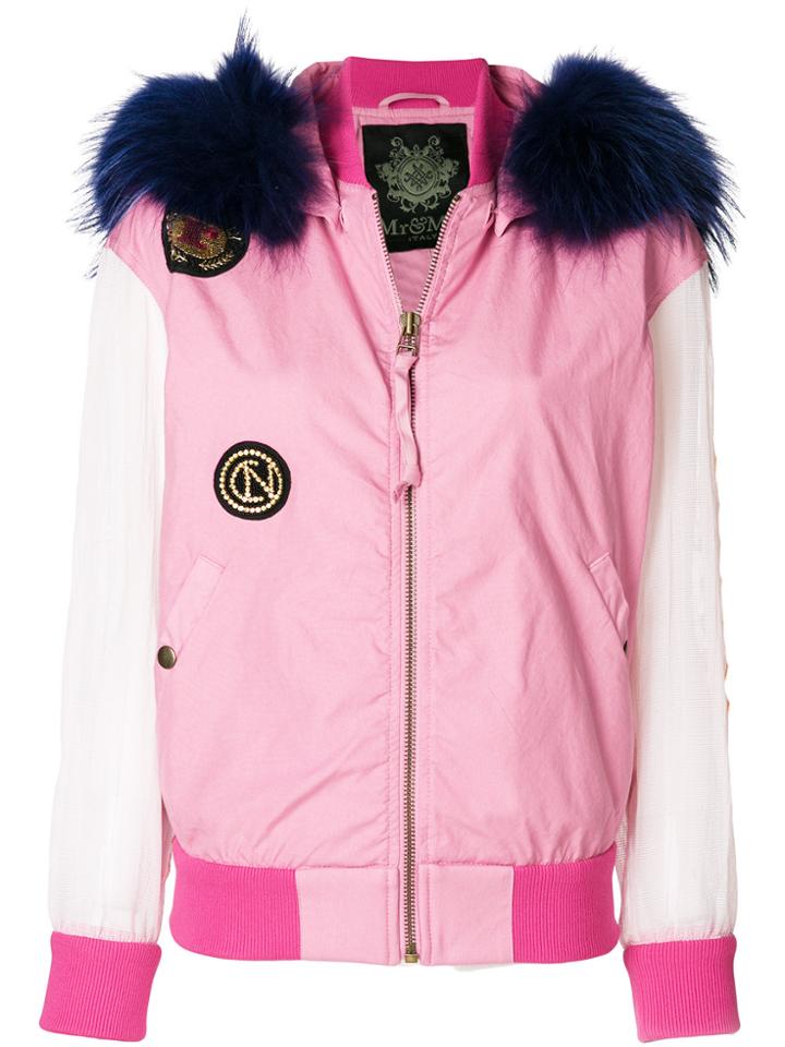 Mr & Mrs Italy Patched Bomber Jacket - Pink & Purple