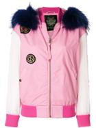 Mr & Mrs Italy Patched Bomber Jacket - Pink & Purple