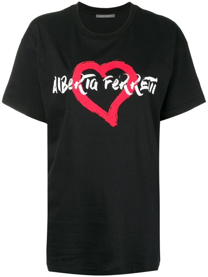 Alberta Ferretti Heart Logo T-shirt - Black