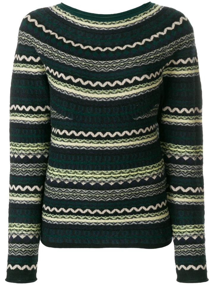 Burberry Patterned Wool Jumper - Green