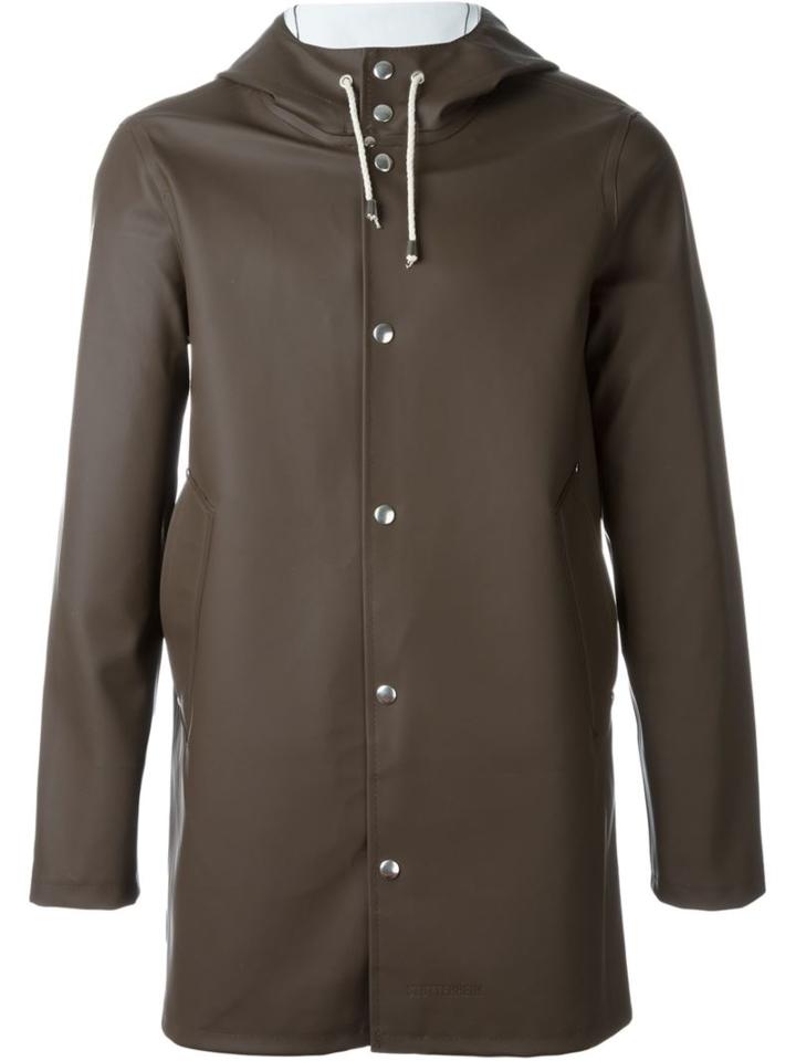 Stutterheim Hooded Coat, Men's, Size: Xl, Brown, Pvc/cotton/polyester
