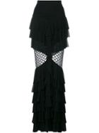 Balmain Ruffle Fishnet Maxi Skirt
