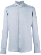 Canali Slim-fit Patterned Shirt, Men's, Size: Medium, Blue, Cotton
