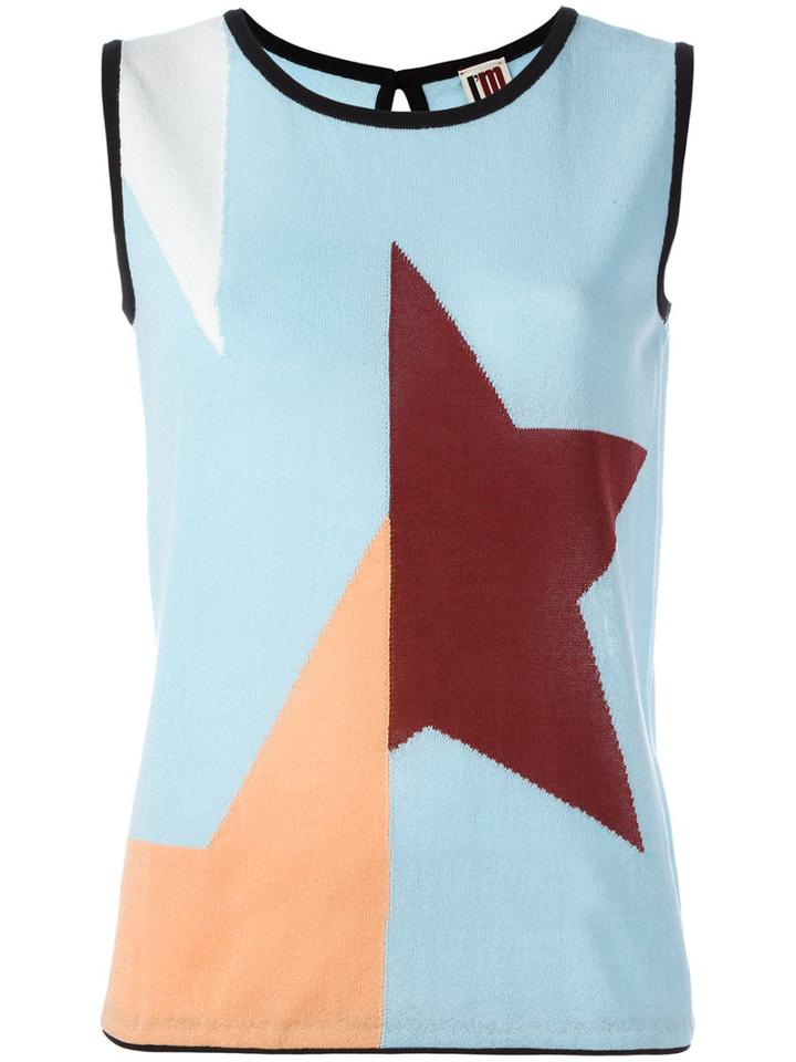 I'm Isola Marras Geometric Print Tank Top, Women's, Size: Large, Blue, Cotton/polyamide