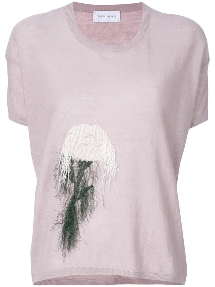 Christian Wijnants Kir Floral-emboidered Knitted Top - Pink & Purple