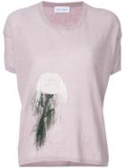 Christian Wijnants Kir Floral-emboidered Knitted Top - Pink & Purple