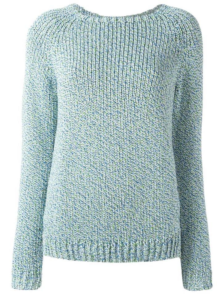 Julien David Twill Knit Panel Jumper, Women's, Size: Medium, Blue, Cotton