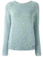 Julien David Twill Knit Panel Jumper, Women's, Size: Medium, Blue, Cotton