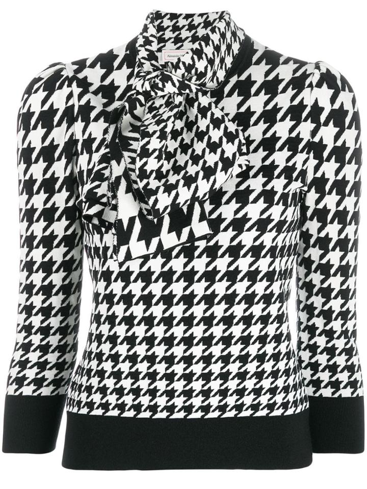 Alexander Mcqueen Houndstooth Print Blouse - Black