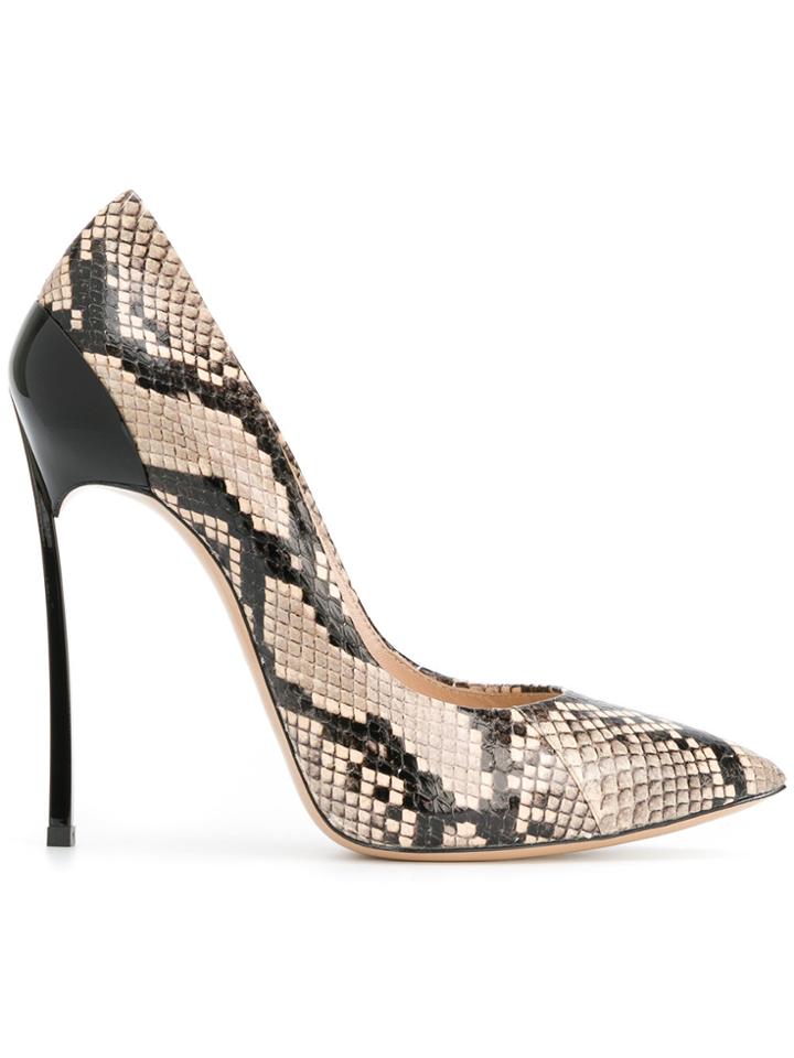 Casadei Blade Snakeskin Pumps - Nude & Neutrals