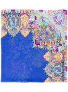 Etro Paisley Floral Print Scarf - Blue