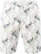08sircus Floral Print Shorts, Men's, Size: 5, White, Cotton/cupro