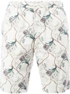 08sircus Floral Print Shorts, Men's, Size: 5, White, Cotton/cupro