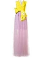 Delpozo Bicolour Gown, Women's, Size: 38, Yellow/orange, Silk/cotton/polyamide/viscose
