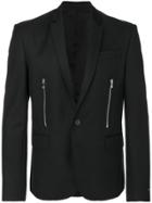 Les Hommes Urban Ribbed Sleeve Blazer - Black