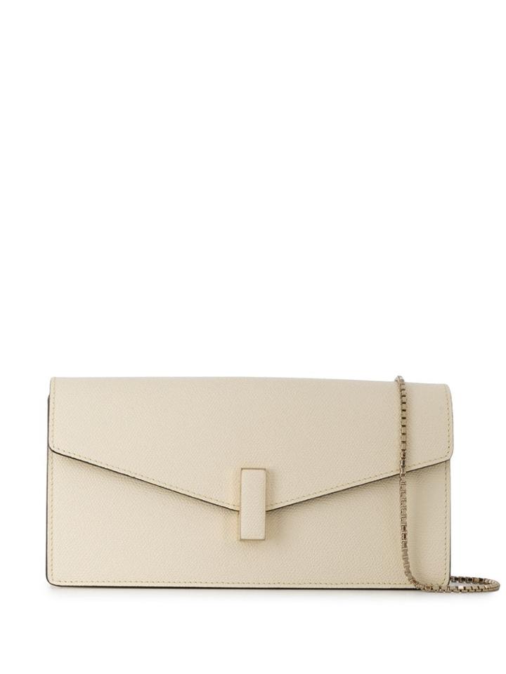 Valextra Chain Strap Slim Crossbody Bag - White