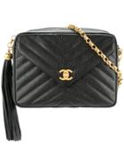 Chanel Vintage V-stitch Flap Shoulder Bag - Black