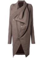 Rick Owens Cowl Neck Zipped Coat, Women's, Size: 44, Brown, Virgin Wool/cotton/cupro