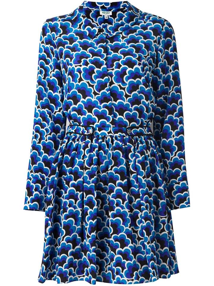 Kenzo 'popcorn' Dress, Women's, Size: 38, Blue, Silk/polyester