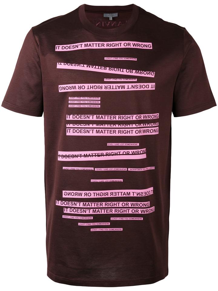 Lanvin Word Print T-shirt, Men's, Size: Large, Brown, Cotton/silk
