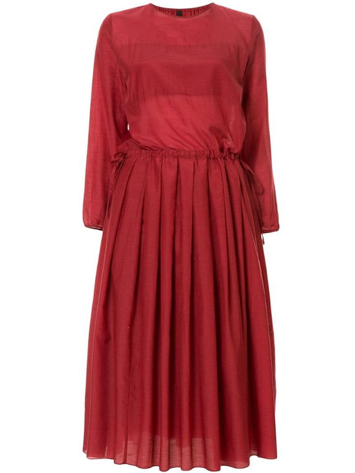 Sara Lanzi Pleated Detail Dress - Red