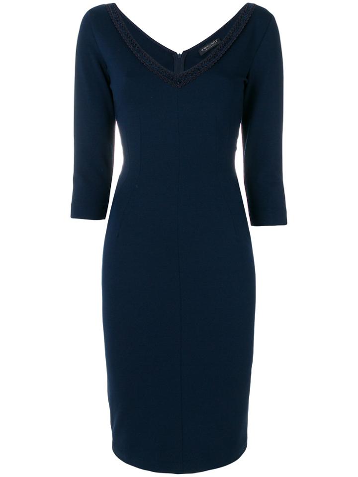 Twin-set Fitted V-neck Dress - Blue