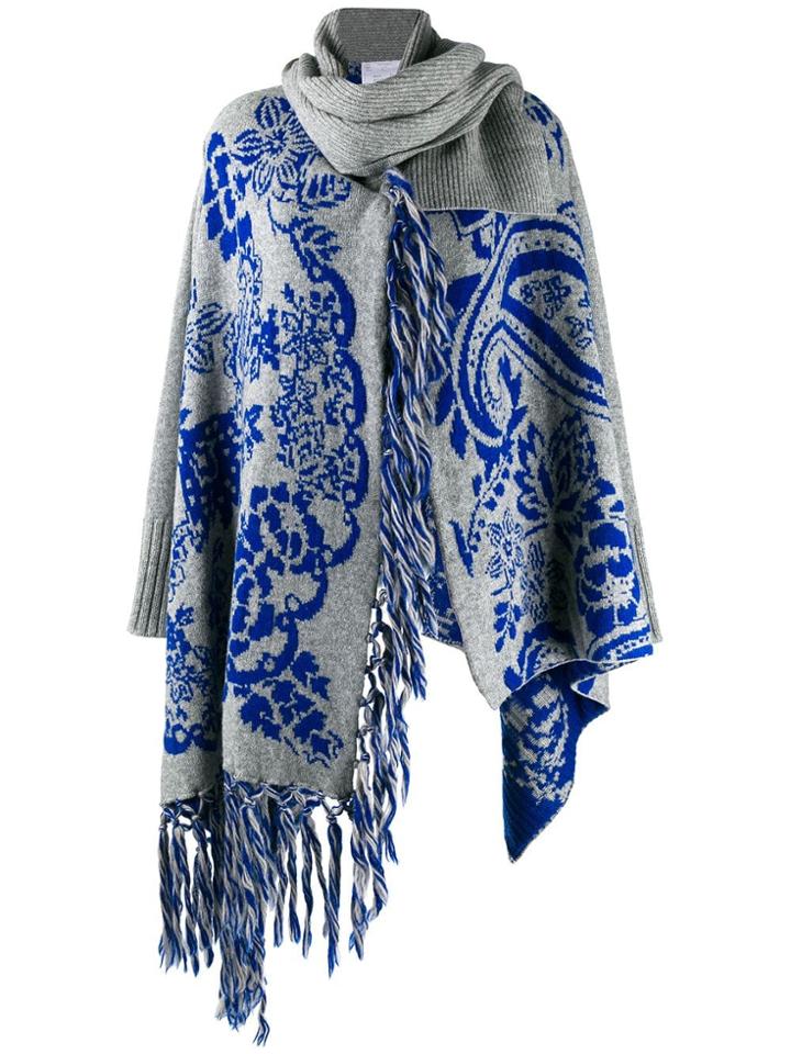 Sacai Knit Cardigan With Scarf Detail - Grey