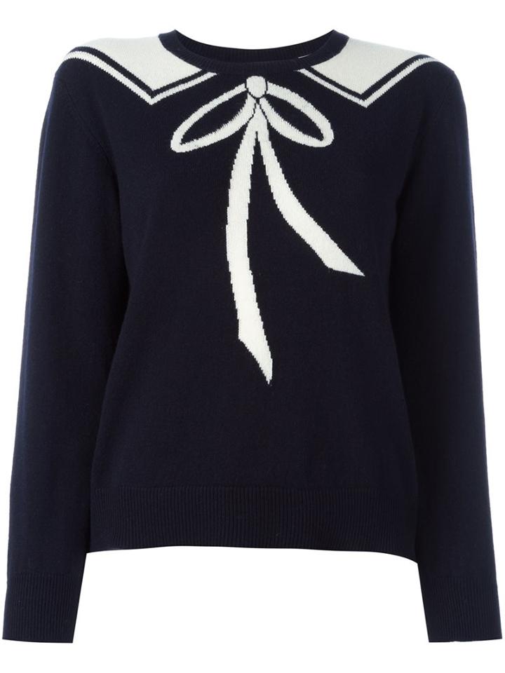 Chinti And Parker Bow Tie Detail Jumper, Women's, Size: Large, Blue, Cashmere