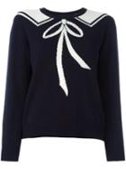 Chinti And Parker Bow Tie Detail Jumper, Women's, Size: Large, Blue, Cashmere