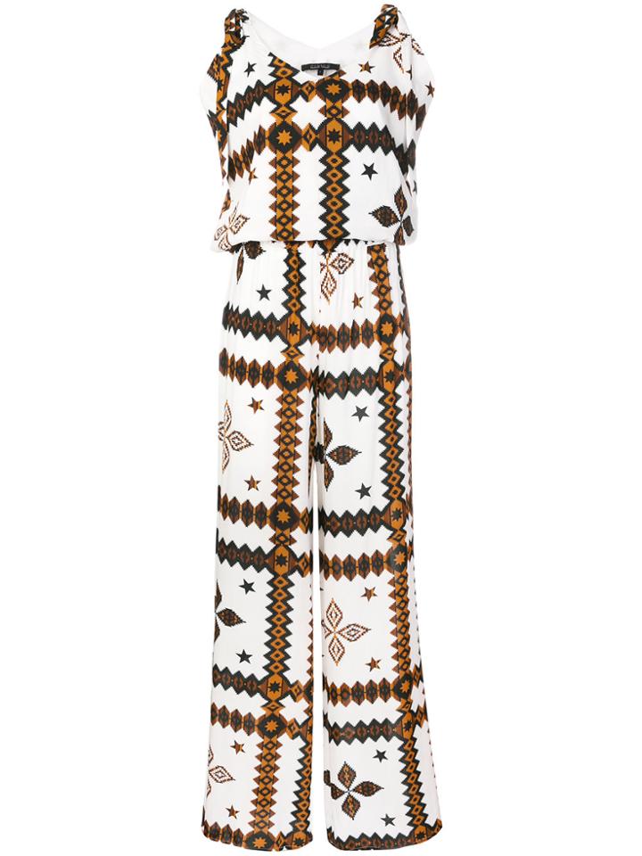 Fisico Fisico X Cristina Ferrari Patterned V-neck Jumpsuit - White