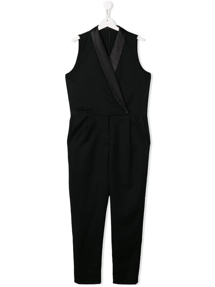 Stella Mccartney Kids Sleeveless Tuxedo Jumpsuit - Black