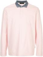 D'urban Contrast Collar Longsleeved Polo Shirt - Pink