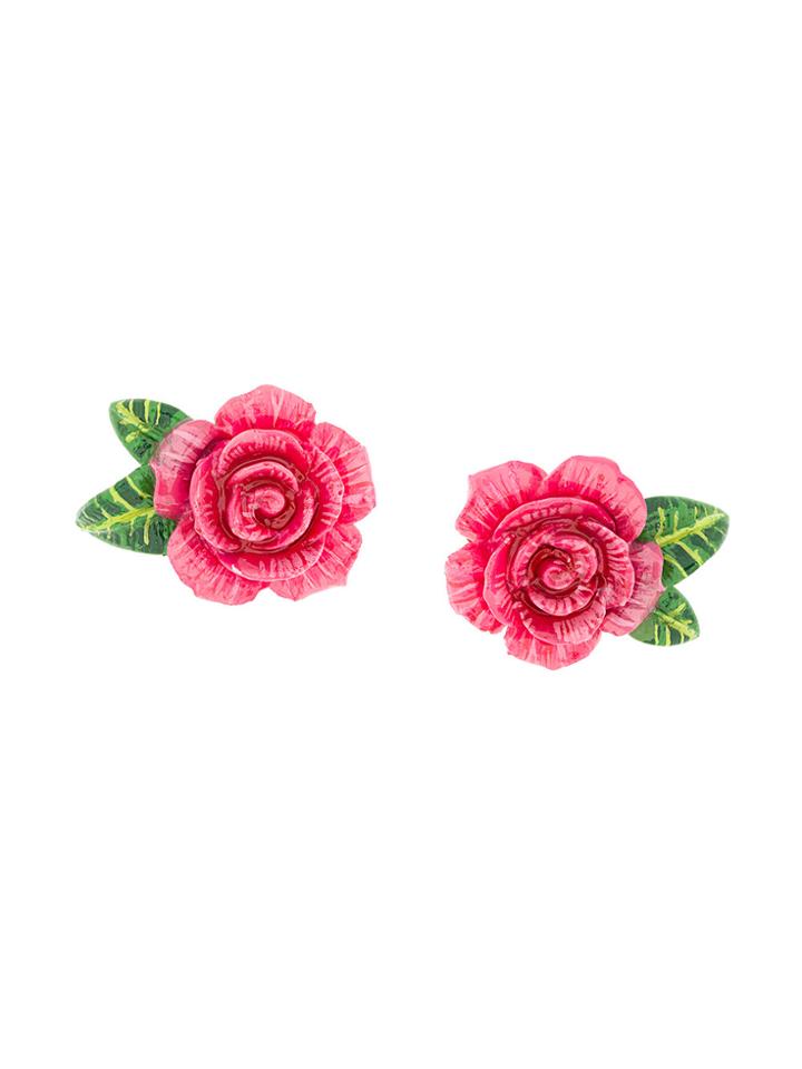 Dolce & Gabbana Rose Clip-on Earring - Pink & Purple