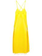 Off-white Lace Trim Midi Dress - Yellow & Orange