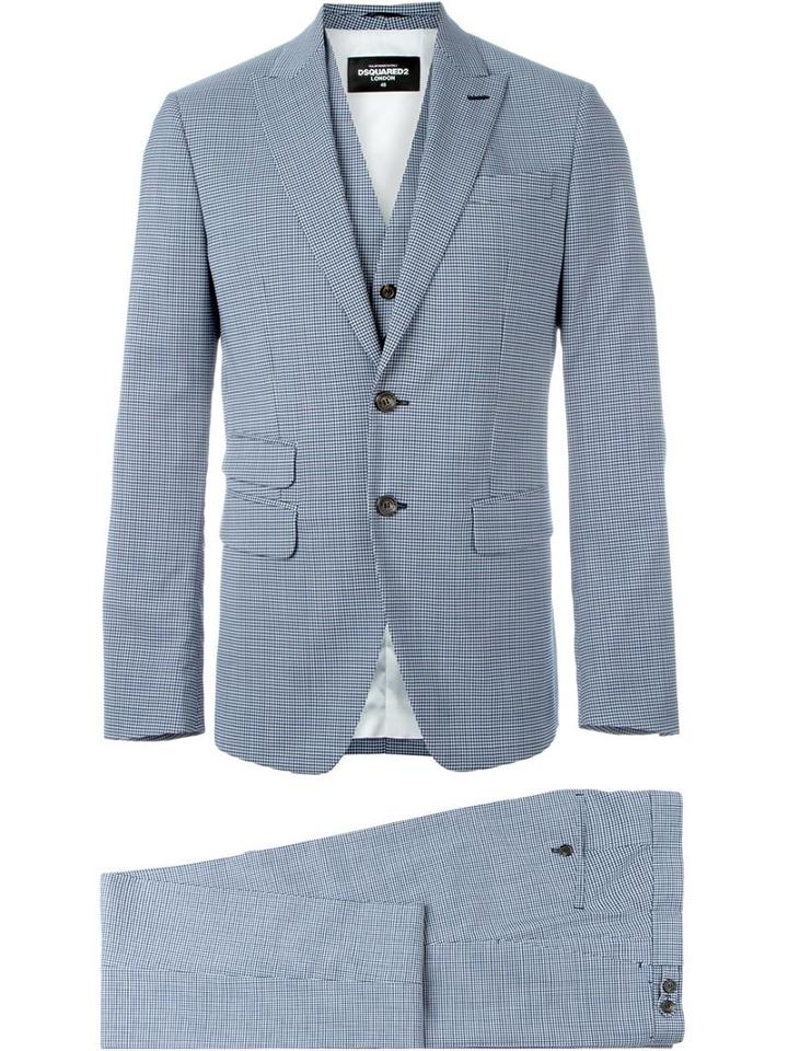 Dsquared2 Classic Three-piece Suit, Men's, Size: 48, Blue, Virgin Wool/polyamide/spandex/elastane/polyester