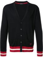 Loveless Striped Trim Cardigan, Men's, Size: 2, Black, Silk/cotton/rayon