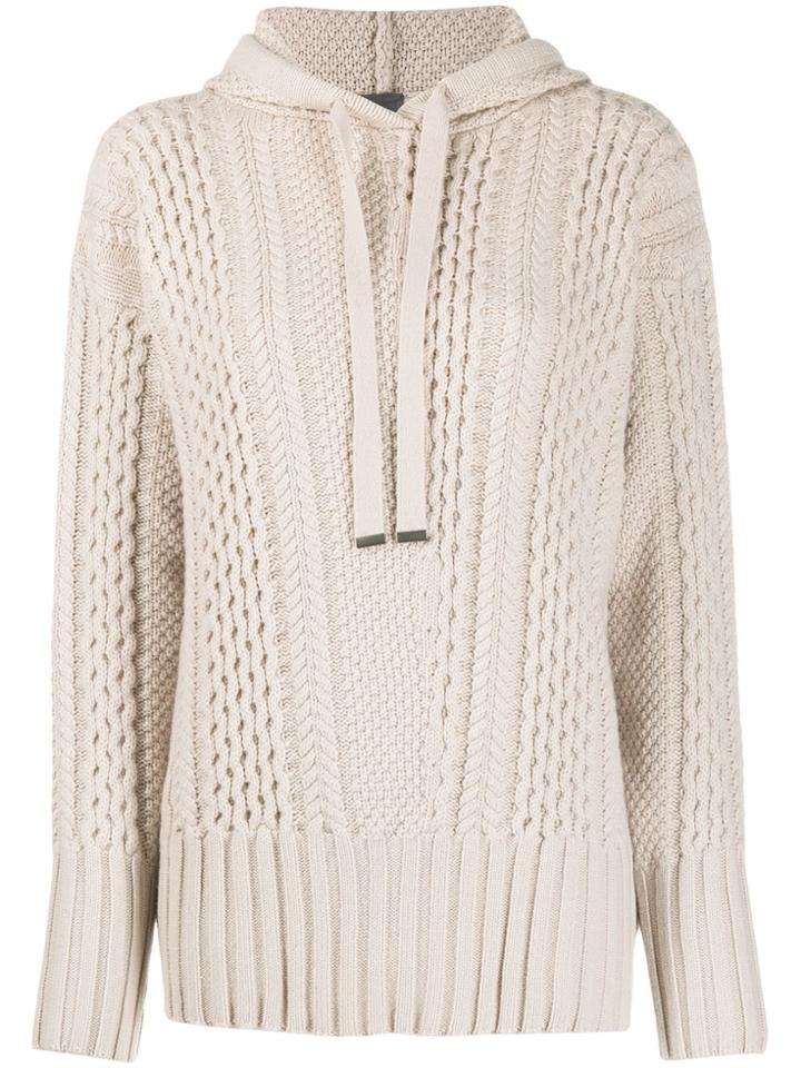 Lorena Antoniazzi Multi-knit Slouchy Hoodie - Neutrals