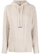 Lorena Antoniazzi Multi-knit Slouchy Hoodie - Neutrals