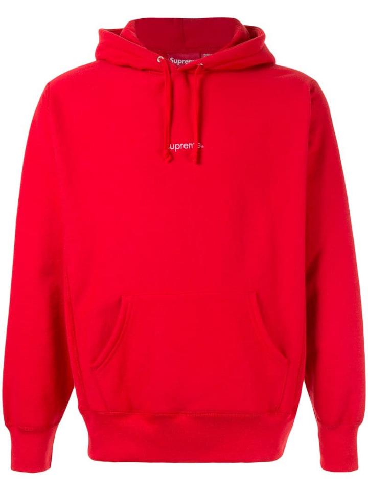 Supreme Logo Print Hoodie - Red