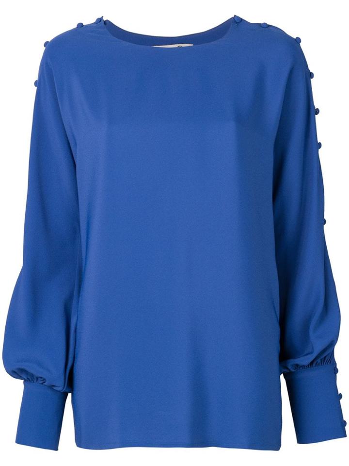 Ki6 Button Sleeve Blouse - Blue