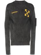 Off-white Bart Simpson Flame Print Ribbed Cashmere Cotton Blend Jumper