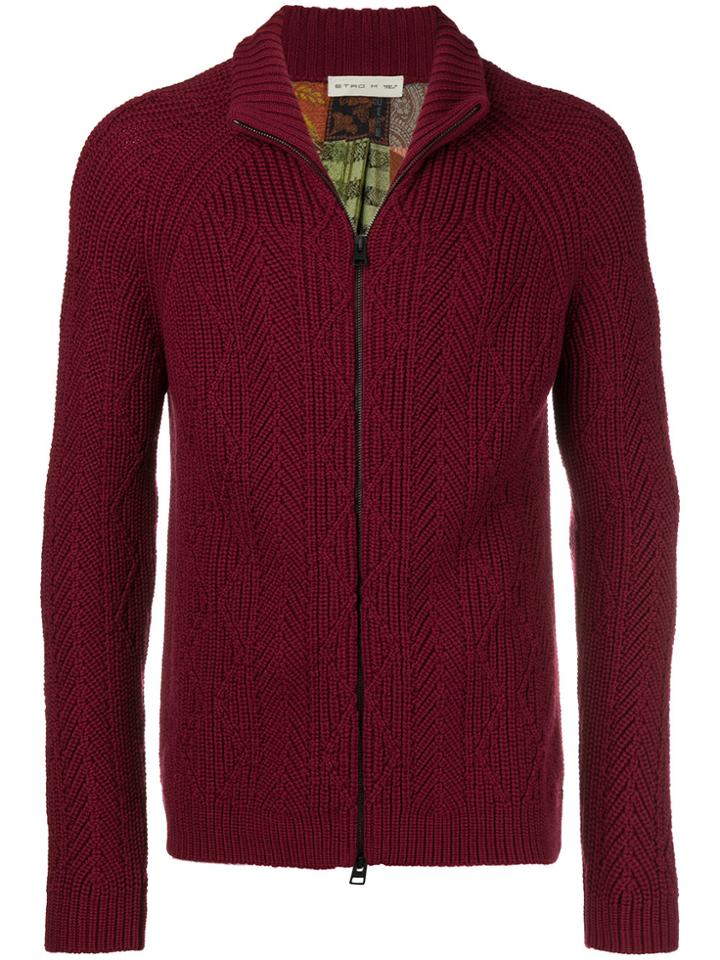 Etro High Neck Cardigan - Red