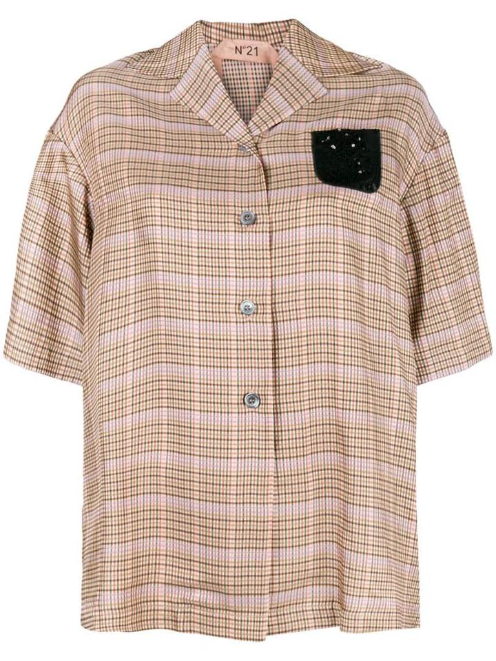 Nº21 Short Sleeved Blouse - Brown