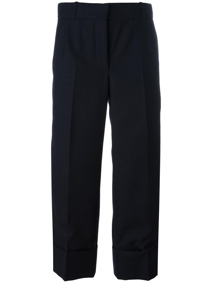 Thom Browne - Wide Leg Cropped Pants - Women - Silk/wool - 44, Blue, Silk/wool